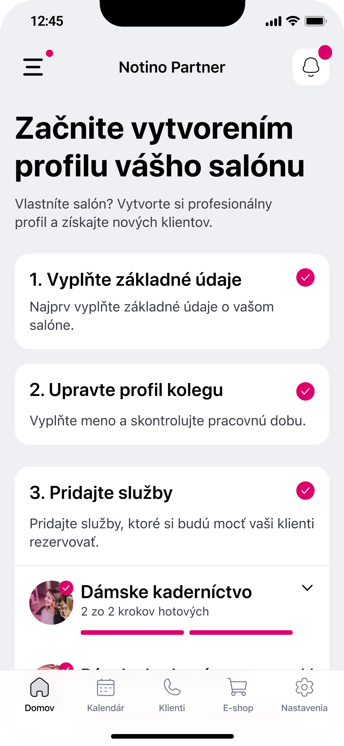 Aplikácia Notino Partner na displeji smartphonu