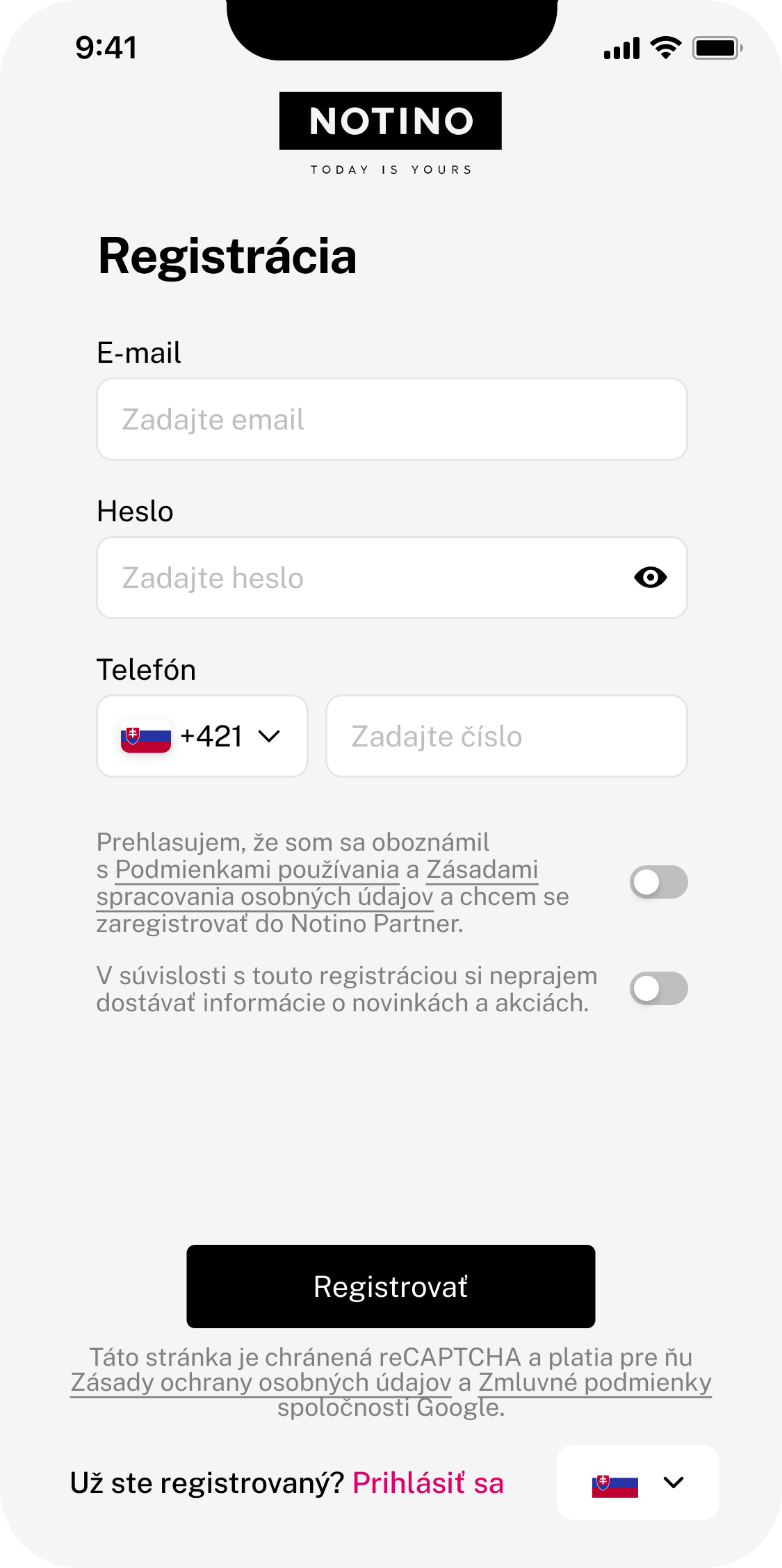 Aplikácia Notino Partner na displeji smartphonu