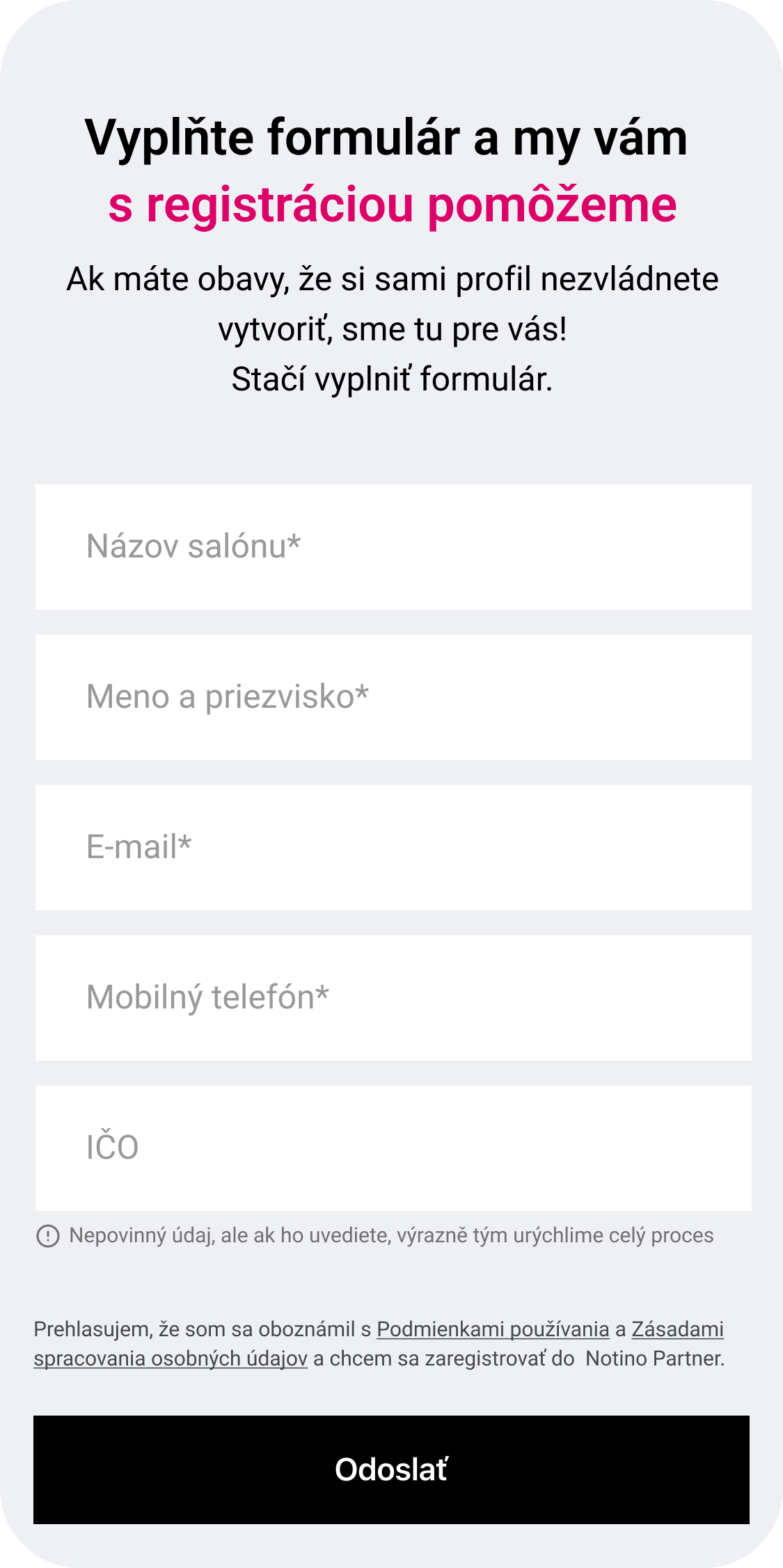 Aplikácia Notino Partner na displeji smartphonu