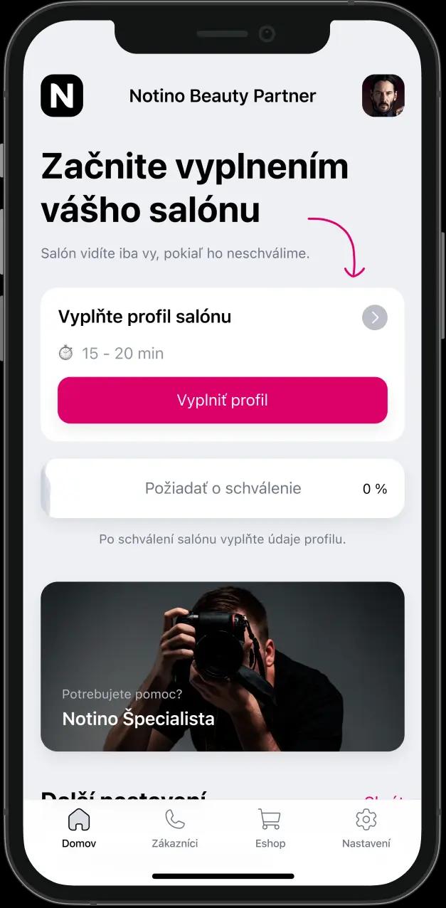 Aplikácia Notino Partner na displeji smartphonu