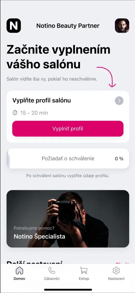 Aplikácia Notino Partner na displeji smartphonu