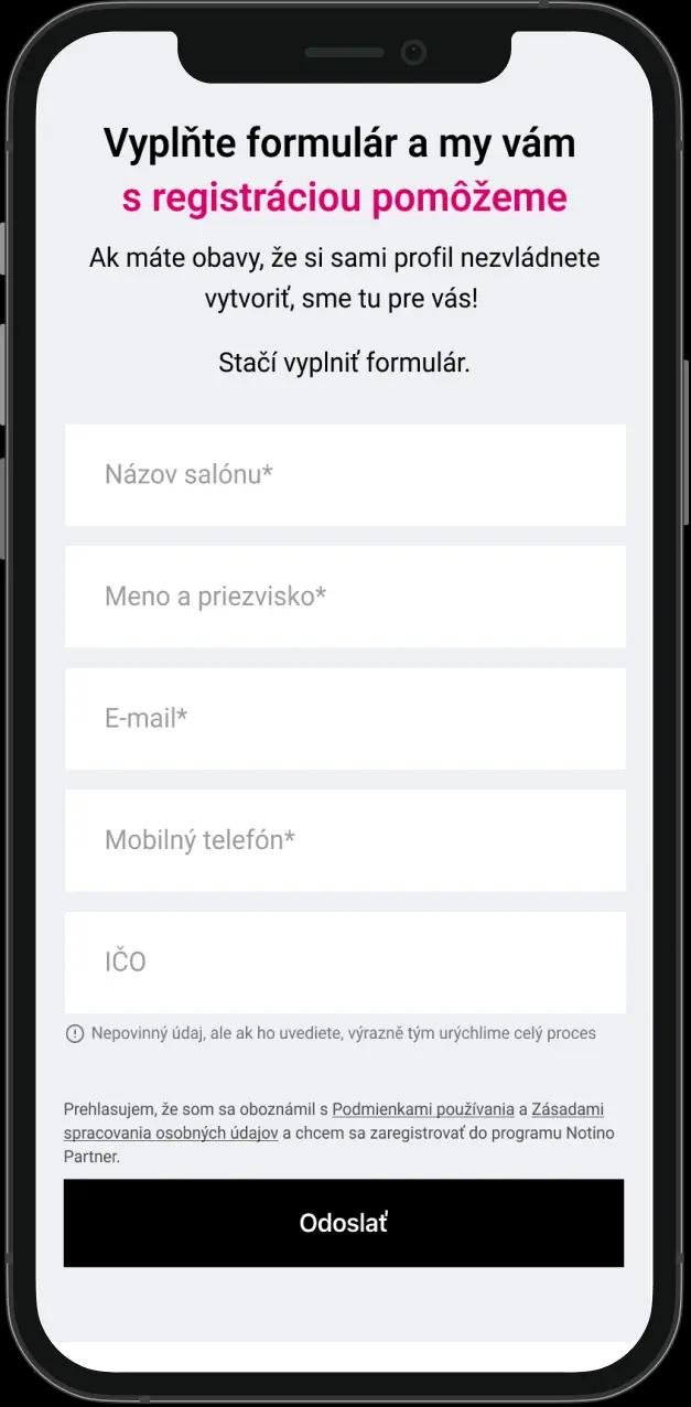 Aplikácia Notino Partner na displeji smartphonu