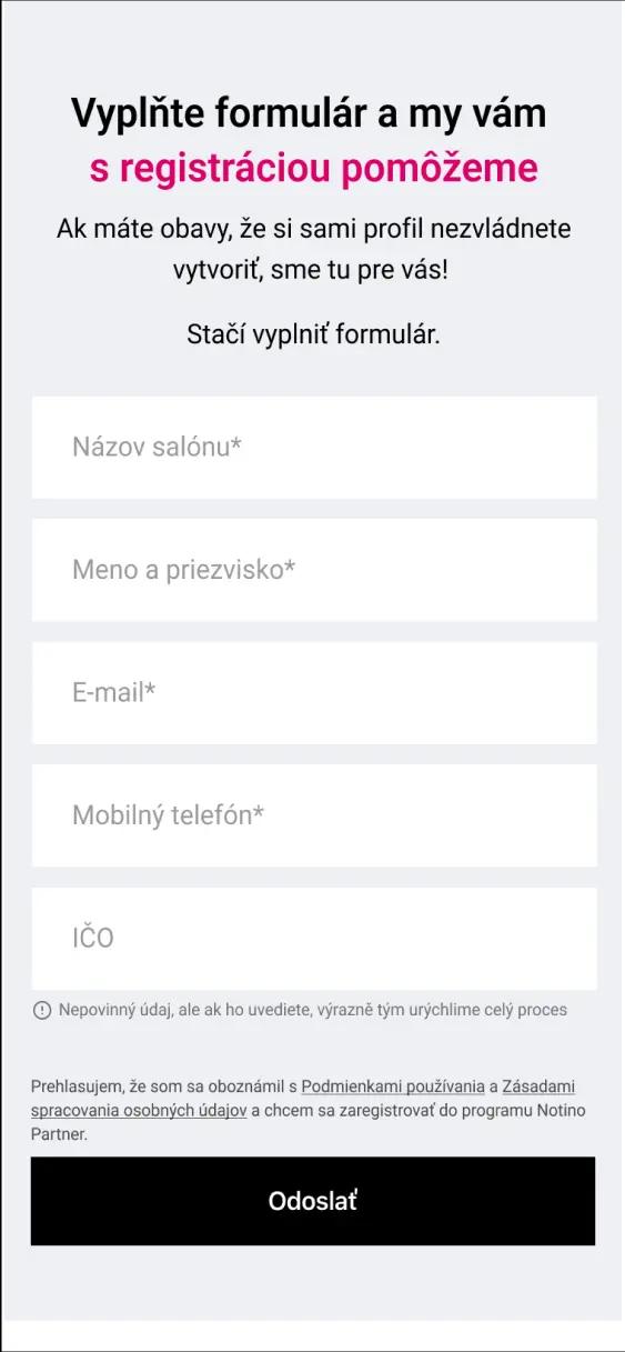 Aplikácia Notino Partner na displeji smartphonu